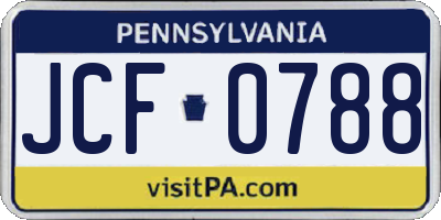 PA license plate JCF0788