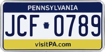 PA license plate JCF0789