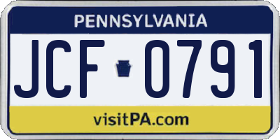 PA license plate JCF0791