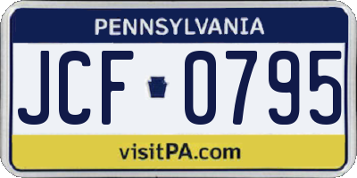 PA license plate JCF0795
