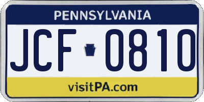 PA license plate JCF0810