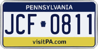 PA license plate JCF0811