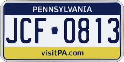 PA license plate JCF0813