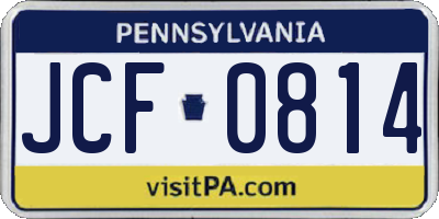 PA license plate JCF0814