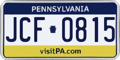 PA license plate JCF0815