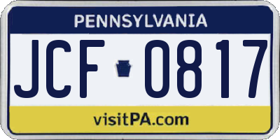 PA license plate JCF0817