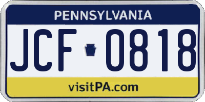 PA license plate JCF0818