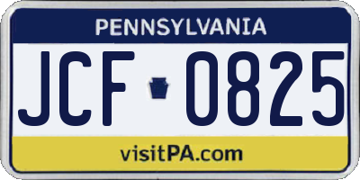 PA license plate JCF0825