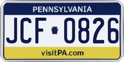 PA license plate JCF0826