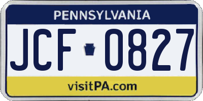 PA license plate JCF0827