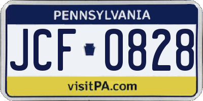 PA license plate JCF0828