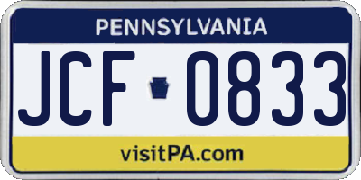 PA license plate JCF0833