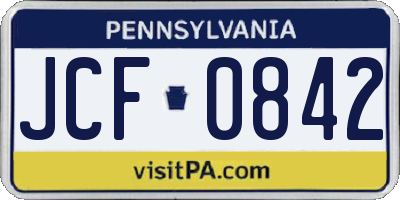 PA license plate JCF0842