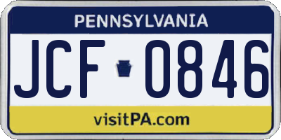 PA license plate JCF0846