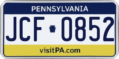 PA license plate JCF0852