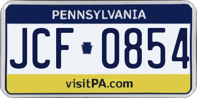 PA license plate JCF0854
