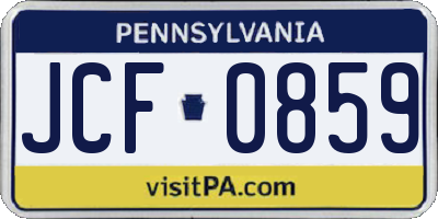 PA license plate JCF0859