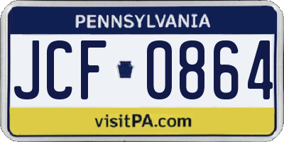 PA license plate JCF0864