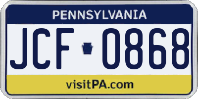 PA license plate JCF0868