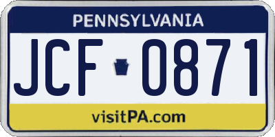 PA license plate JCF0871
