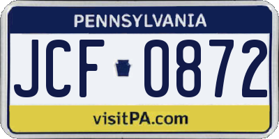PA license plate JCF0872