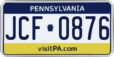 PA license plate JCF0876
