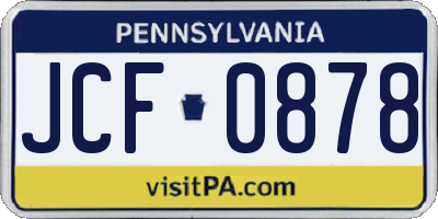 PA license plate JCF0878