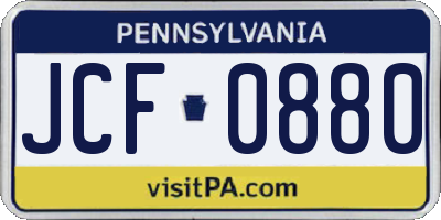 PA license plate JCF0880