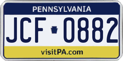 PA license plate JCF0882