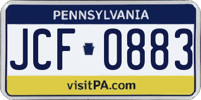 PA license plate JCF0883