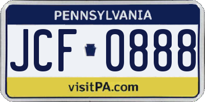 PA license plate JCF0888