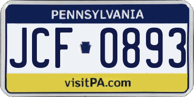 PA license plate JCF0893