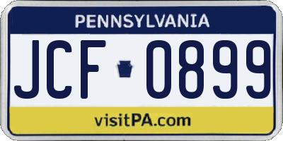 PA license plate JCF0899
