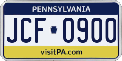 PA license plate JCF0900