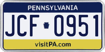 PA license plate JCF0951