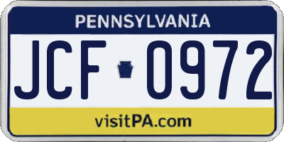 PA license plate JCF0972