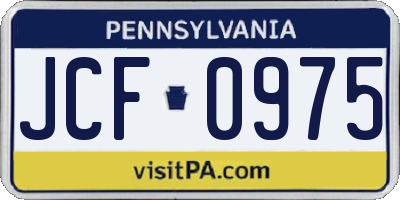PA license plate JCF0975