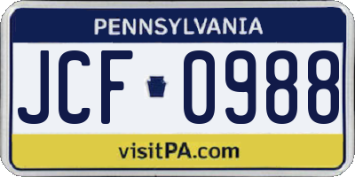 PA license plate JCF0988