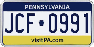 PA license plate JCF0991