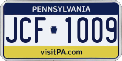 PA license plate JCF1009