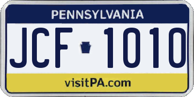 PA license plate JCF1010
