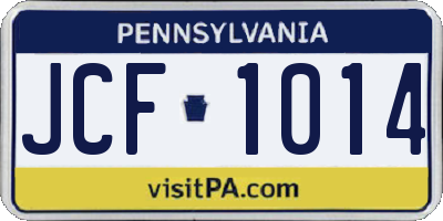 PA license plate JCF1014