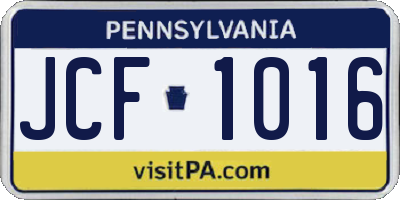 PA license plate JCF1016
