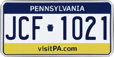 PA license plate JCF1021