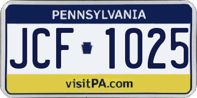 PA license plate JCF1025