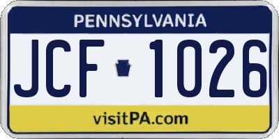 PA license plate JCF1026