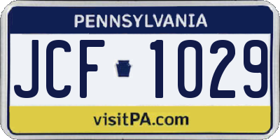 PA license plate JCF1029