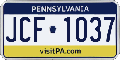 PA license plate JCF1037
