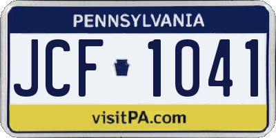 PA license plate JCF1041