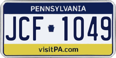 PA license plate JCF1049